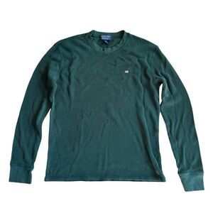 Ralph Lauren Men's Thermal Long Sleeve Top Green 100% Cotton Size Large